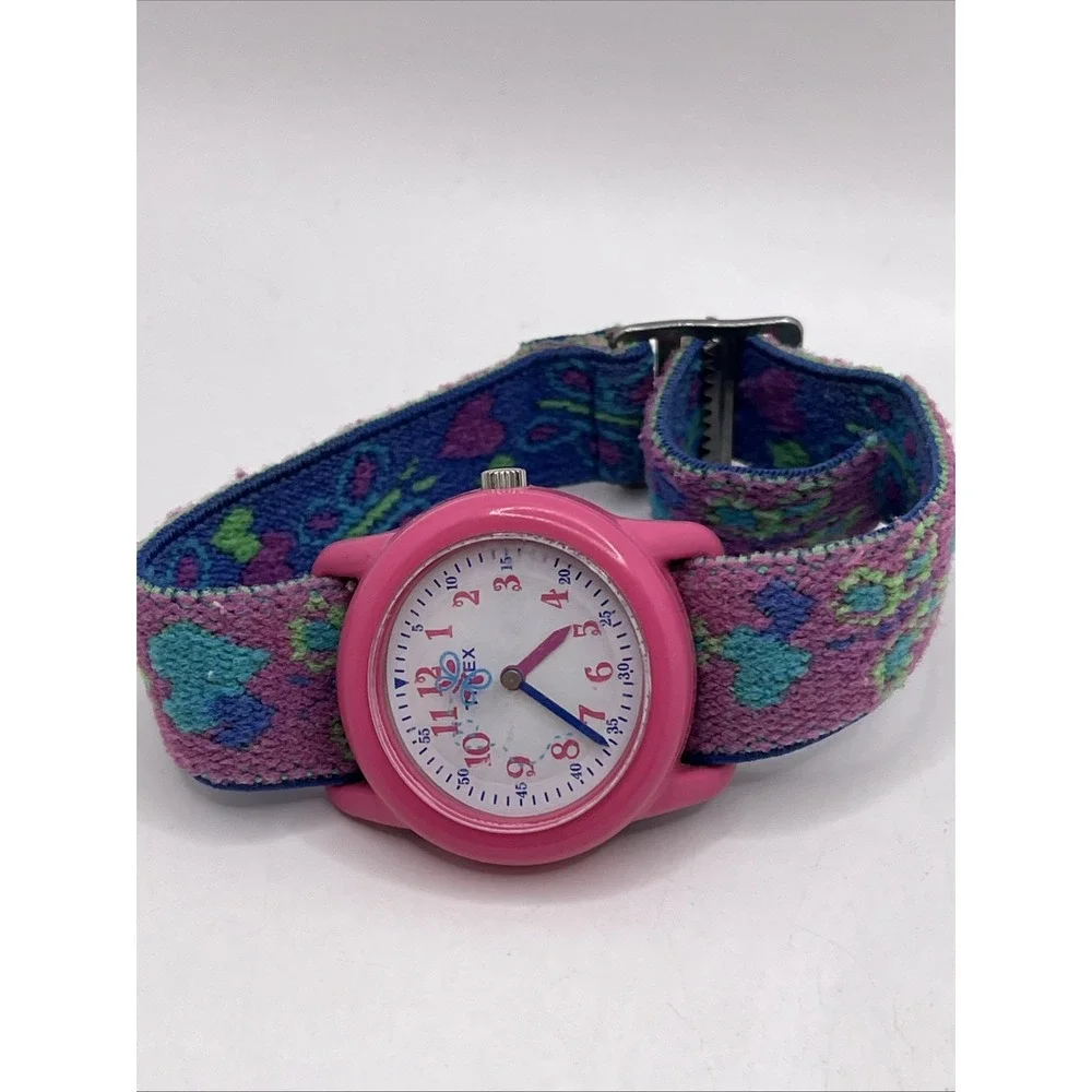 Timex Time Machines Kids‎ Watch Elastic Band Pink Case T89001- New Battery - Picture 4 of 6